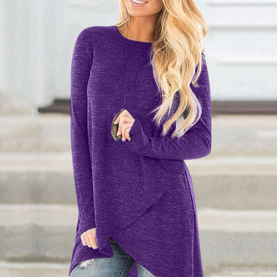 

Tailored Women Fashion Pure Color Autumn Winter Casual Tops O- Neck Long Sleeve T-shirts