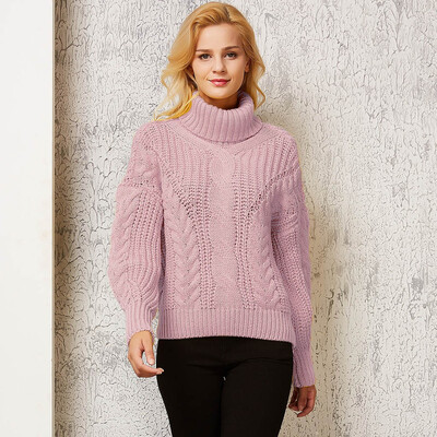 

〖Follure〗Womens Fashion Long Sleeve Turtle Cowl Neck Knitted Sweater Wrap Pullover