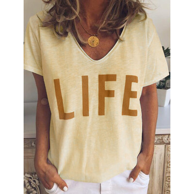 

Starmoon Womens Casual Short Sleeve V Neck Letter Printed T Shirt Tops Blouse