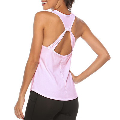 

Womens Fashion Casual Quick-dry Sports Fitness Yoga Loose Back Hollow Mesh Sleeveless Tank Top