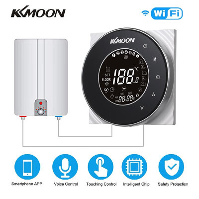 

KKmoon Digital WaterGas Boiler Heating Thermostat with WiFi Connection & Voice Control Energy Saving AC 95-240V 5A Touchscreen LC