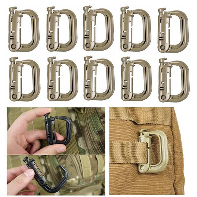 

10 Pieces Tactical Gear Strap Clip for Molle Backpack Webbing Attachments D Ring Hook Tactical Vest Belt