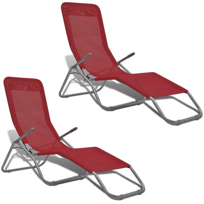

Sun Loungers 2 pcs Steel Frame&Textilene Red