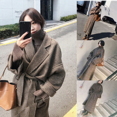 

Toponeto Womens Winter Lapel Wool Coat Trench Jacket Long Sleeve Overcoat Outwear