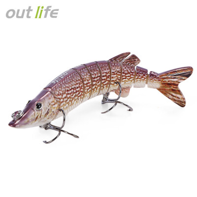 

Outlife 9-segement Swimbait Crankbait Multi-jointed Pike Muskie Fishing Lure with Treble Hook Artificial Bait Tackle 125cm 20g