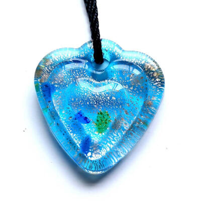 

New Fashion Heart Shaped Glass Pendant Necklace Six Colors Sticky Chain Large Long Pendant Necklace For Best Women Jewelry Gifts