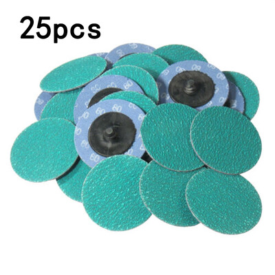 

25PcsSet 2 Inch 80 Grit Green Zirconia Quick Change Roll Lock Sanding Disc Tool