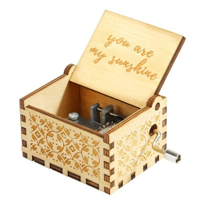 

Antique Wood Music Box Hand Cranked Musical Case Home Retro Ornament Gifts