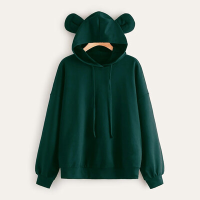 

Tailored Fashion Women Loose Long Sleeve Solid Color Bear Ear Sweatshirt Tops