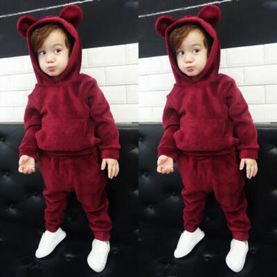 

UK Toddler Baby Boy Girl Hoodies Tracksuit Gym Outfits Top Pants 2Pcs Sports Set
