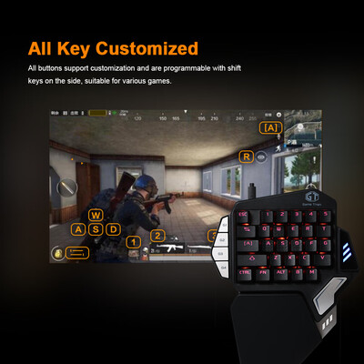 

Delux T9X Mechanical Wired Gaming Keyboard One Single Hand Game Keyboard RGB LED Backlit Ergonomic with Full Macro Programmable Ke