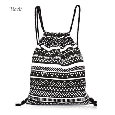 

National Wind Drawstring Bag Canvas Storage Shoulders Bag Leisure Travel Rucksack For Women Teenager