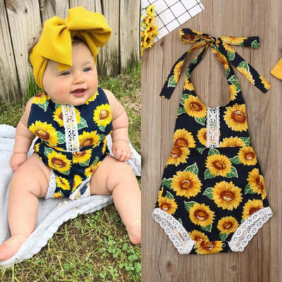 

Cute Newborn Baby Girls Sleeveless Floral Romper Jumpsuit Clothes Cotton Outfits