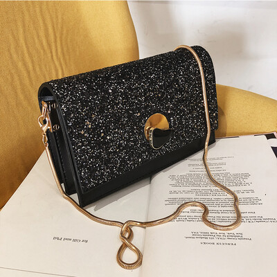 

New bag handbags new 2019 Korean version of the tide fashion sequins wild chain shoulder slung lock small square bag