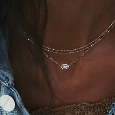 

Bohemian Multilayer Star Moon Pendant Necklace For Woman Fashion Geometric Charm Chain Choker Necklace 2019 Jewelry Wholesale
