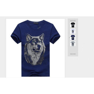 

MMIRAG Men´s T-Shirt Wolf Head Tees Summer Short Sleeve Shirt O-Neck Tops White