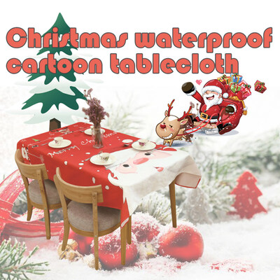 

Tablecloth Merry Christmas Santa Waterproof Dinning Party Table Cloth Decor