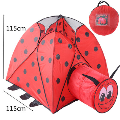 

YIWULAFolding Children Kids Playhouse Tent InOutdoor Red Beetle Tunnel Tent