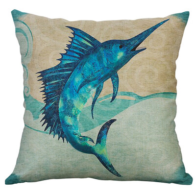 

〖Follure〗Simple Mediterranean Flax Retro Conch Shell Sea Creatures Pillow Cover