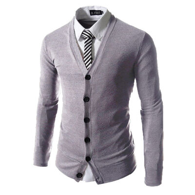 

Mens Casual Slim Fit Knit V-Neck Cardigan Stylish Sweater Coat Jacket Tops New