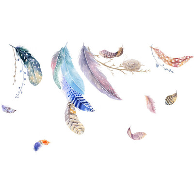 

Wall Sticker Birds Feather Decal Film Romantic Detachable Home Decor PVC 45x60cm