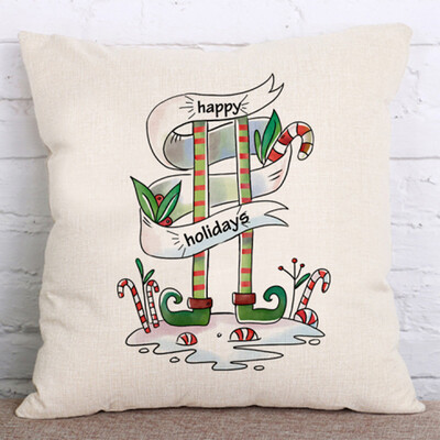 

Tailored Happy Christmas Pillow Cases Linen Sofa Cushion Cover Home Decor Pillow Core