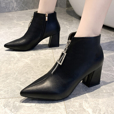 

Rose Womens Ankle Bare Pointed Toe Metal Buckle Boots Square Heel Short Booties