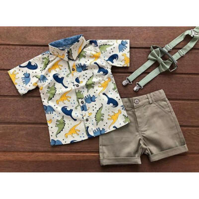 

Toddler Kids Baby Boy Tops T-shirt Shorts Pants Gentleman Formal Suit Outfits UK