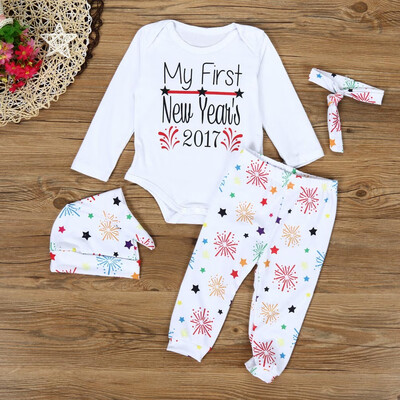 

1Set Infant Baby Boy Girl Clothes Romper Pants Leggings 4PCS New Years Outfits