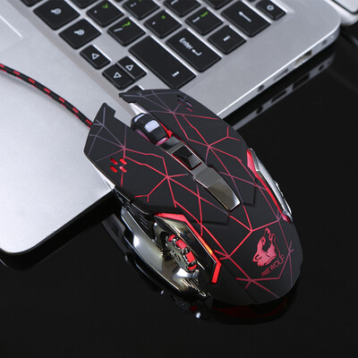 

Free Wolf Wired Gaming Mouse Professional FPS Mouse with 4000DPI Gaming Mice with Programmable Buttons Ergonomic Grip RGB Light W