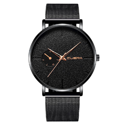 

CUENA Men Women Fashion Simple Sport Stainless Steel Mesh Band Watch Couples Casual Business Quartz Watch