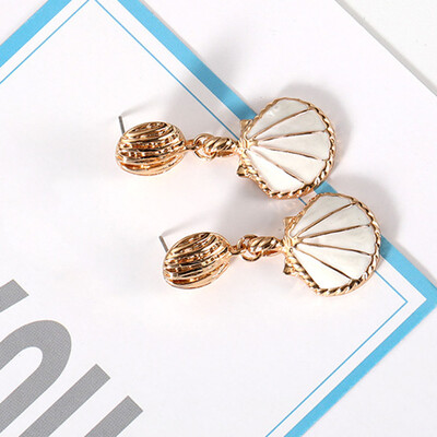 

Seaside Style Shell Pattern Dangle Earrings Fashion Women Jewelry Present 1 Pair