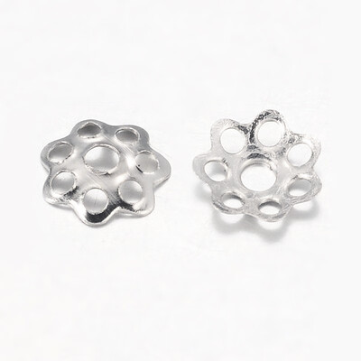 

PH PANDAHAL Iron Bead Caps Platinum Color about 6mm diameter hole 1mm