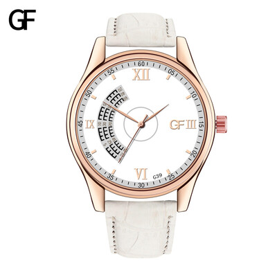 

Gobestart New Fashion High-End Mens Quartz Letter Watch Leather Strap Mens Watch