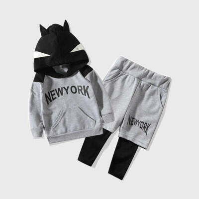 

2pcs Fashion Baby Boy Long Sleeve Hooded Tops Bodysuit Pants Outfits Clothes Hot