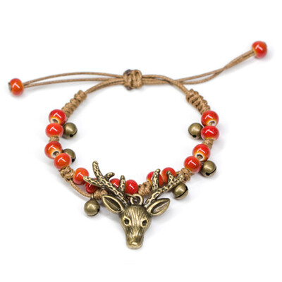 

2pcs\set Deer Head Bracelet Handmade Special Bracelet National Wind Fashion Vintage Ceramic Jewelry