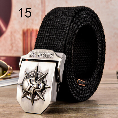 

200cm Men&Women Military Canvas Belt Luxury Pirate Skull Metal Buckle Jeans Belt Army Tactical Belts for Men Waistband Strap