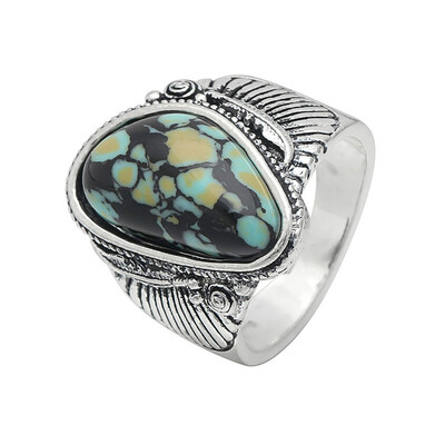 

925 Sterling Silver Fashion Natural Gemstone Turquoise Ring Bride Wedding Engagement Rings Retro Jewelry Ring