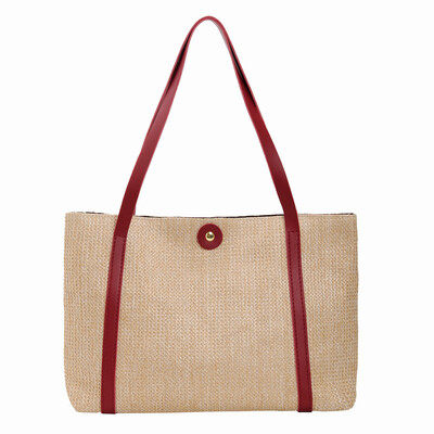 

Women Weaving Tote Shoulder Bags Ladies Casual Handbag Hasp Pure Color Shopping Bag High Capacity Totes Bolsas YJ