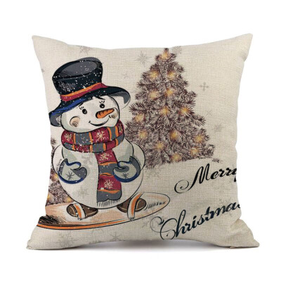 

Tailored Merry Christmas Snowman Cushion Cover Square Pillow Case Home Decor