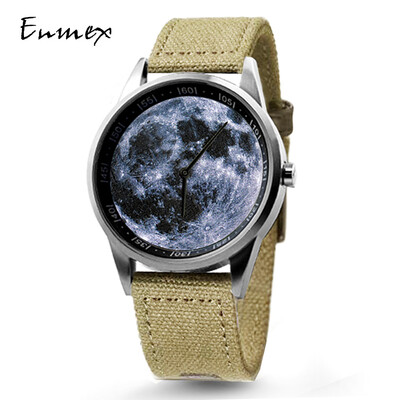 

Creative design of watch oil picture canvas belt sports waterproof steel watch when translating holiday gift Enmex