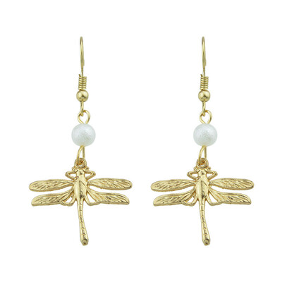 

Faux Pearl Dragonfly Fish Hook Earrings