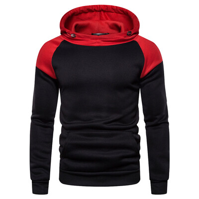 

Toponeto Men Autumn Long Sleeve Patchwork Hoodie Hooded Sweatshirt Top Tee Outwear Blouse