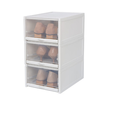 

Gobestart 3PCS Push Drawer Type Shoe Box Shoe Organizer Drawer Transparent Plastic Shoe