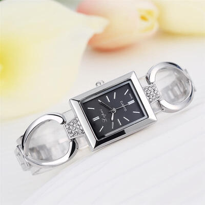 

Fashion Women Rectangle Watch Luxury Stainless Steel Quartz Wristwatch Elegant Business Watches Silver Bracelet Clock