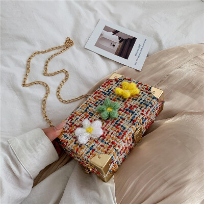 

Ins super fire bag female 2019 new wave fashion cute box bag wild chain shoulder slung small square bag