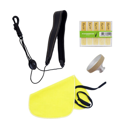 

Mediant Saxophone Musical Accessories Kit with Reeds Mute Adjustabl Neck Strap Cleaning Swab
