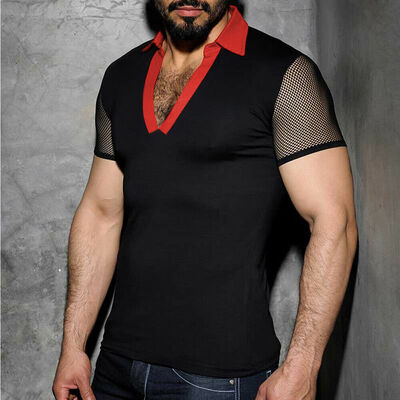 

Men Personality Tops Slim Fit Short Sleeve Solid Color Sports Casual T-Shirt