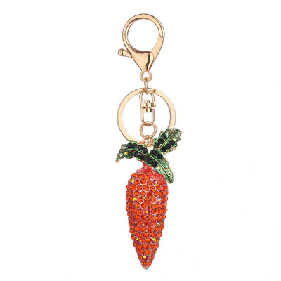 

New Arrival Crystal Carrot Key chain Key ring for Women Handbag charm pendant girl car key holder hanger decoration jewelry