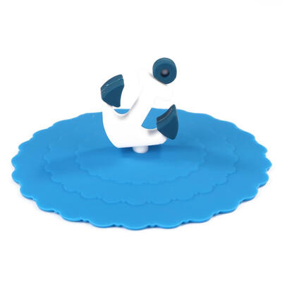 

Heat Resistant Blue Silicone Cup Cap Creative Cartoon Sealed Leakproof Lid